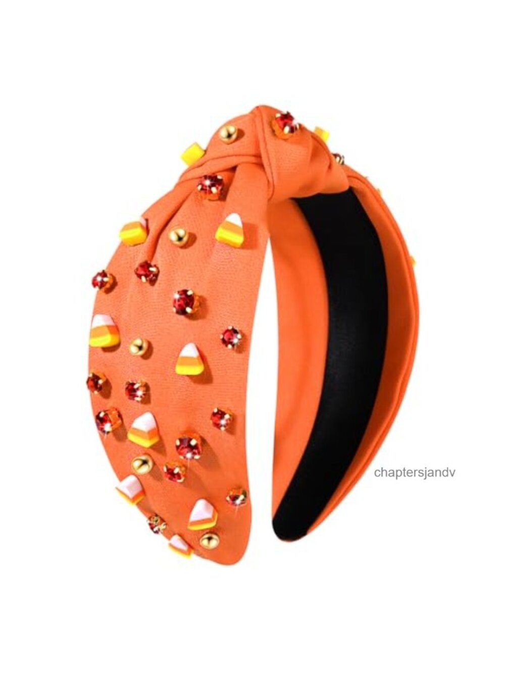 Knotted Headband Beaded BOO Rhinestone Pearl Halloween Hair Accessory